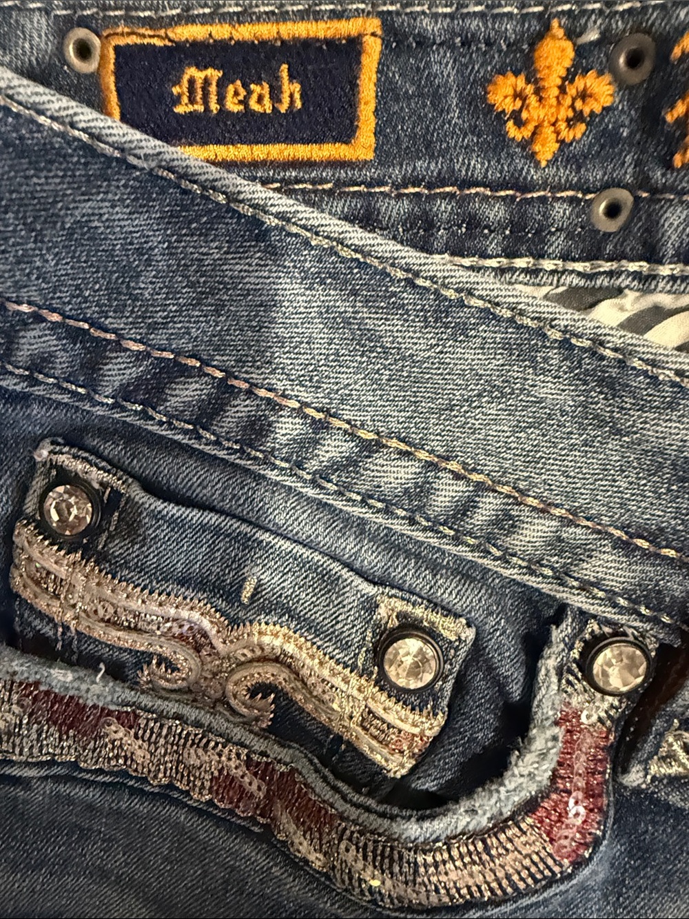 Rock Revival Women's Skinny Jeans with Embellished Pockets - Dark Blue - Picture 6 of 7